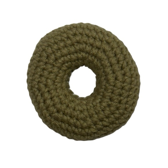 Crochet donut plush with drizzle design. 100% handmade with poly-fil stuffing. - Picture 3 of 4